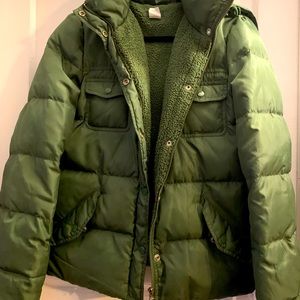 J. Crew Puffer Fleece lined Winter Coat with Hood